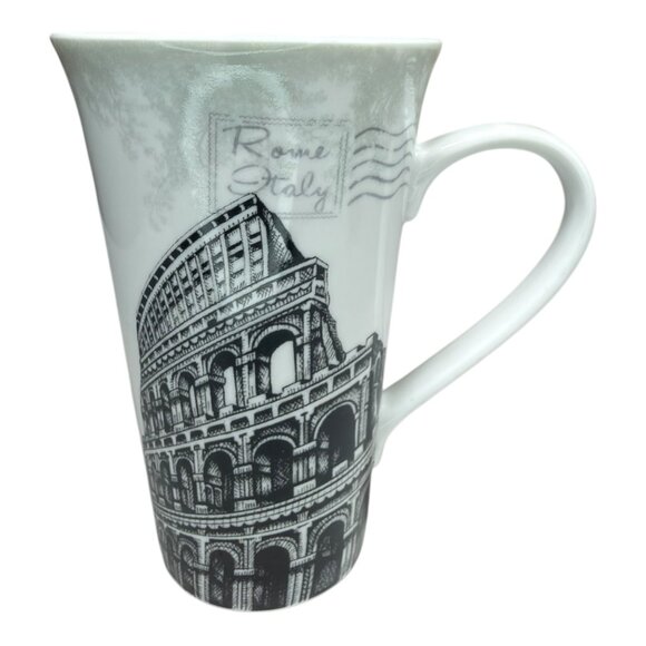 222 Fifth World Traveler Rome Italy Mug Porcelain Black & White 12 Oz - Picture 3 of 9